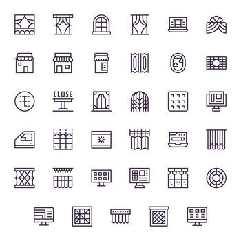 35 Icons for Window featuring Retina Ready Display Perfect Regular Line Graphics vector