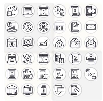 35 detalle mejorado regular línea íconos diseñado para transacción interfaz vector