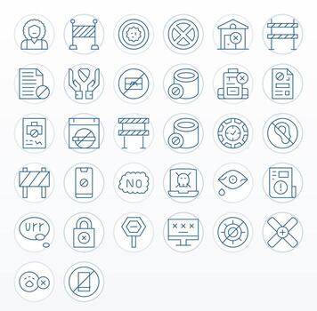 Access Denied Ultimate Package with 32 128x128 Thin Line Display Perfect Icons vector