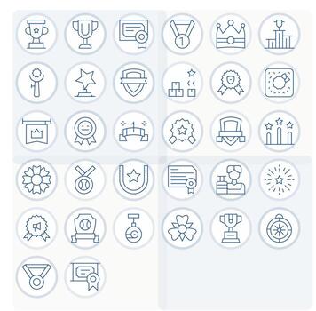 32 Thin Line Pixel Optimized Icons for Award Graphics vector