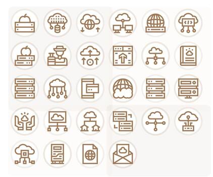 Hosting Icon Library with 28 Bold Line High Resolution Pixel Aligned Designs vector