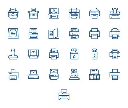impresión exhaustivo haz con 25 monitor Perfecto regular línea 256x256 íconos vector