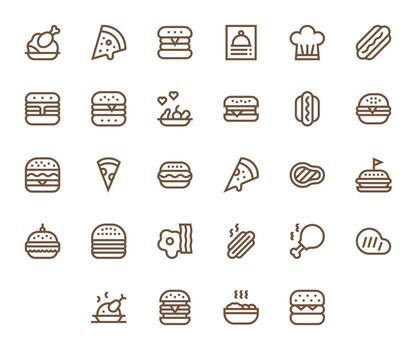 28 Bold Line Display Perfect Icons for Appetizing Graphics vector