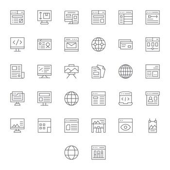 Web Page Premium Bundle with 32 256x256 Pixel Aligned Thin Line Icons vector