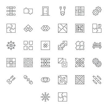 32 Thin Line Icons designed for Interlocking in 128x128 Editable format vector