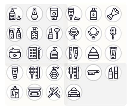Cosmetic Scalable Set featuring 28 Editable Bold Line High Resolution Icons vector