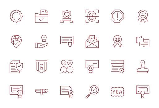 Validation Ultimate Package with 24 Retina Ready Thin Line Grid Fitted Icons vector