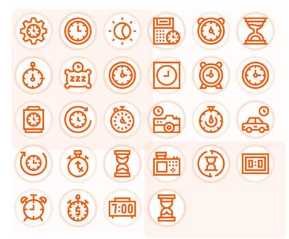 28 Pixel Optimized 256x256 Icons for Timer in elegant Bold Line design vector