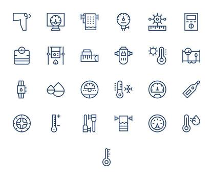 25 Regular Line Pixel Optimized Icons tailored for Gauge 64x64 interface vector