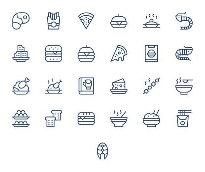 Meal Graphics featuring 25 Regular Line Pixel Optimized 256x256 Designs vector