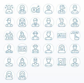 32 Icons for Signup featuring High Resolution Detail Enhanced Thin Line Graphics vector
