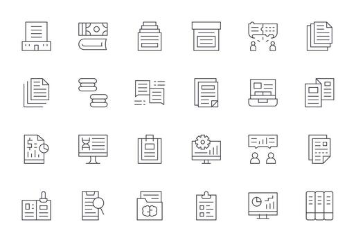 informes icono caja de herramientas presentando 24 monitor Perfecto alto resolución Delgado línea elementos vector