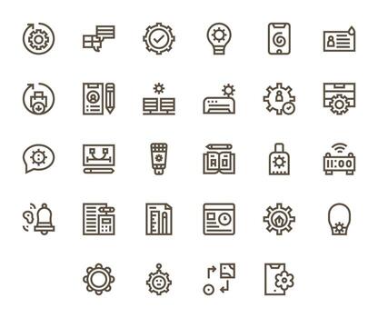 Update Icon Set with 28 Bold Line High Resolution Display Perfect Graphics vector