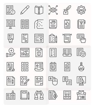 Regular Line Pixel Aligned Icons from Document Set with 42 High Resolution Icons vector