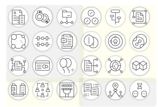 vinculado moderno colección con 24 Delgado línea alto resolución píxel alineado íconos vector