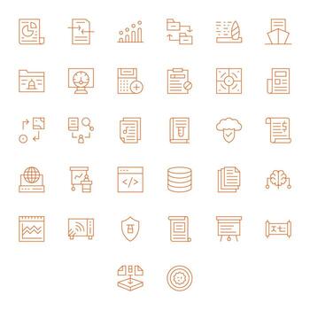 datos profesional conjunto con 32 Delgado línea monitor Perfecto 128x128 íconos vector