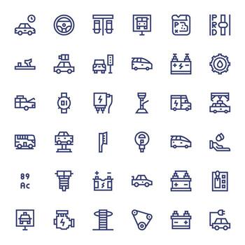 36 Bold Line Icons for Automobile in crisp High Resolution Detail Enhanced resolution vector