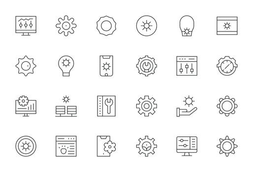 retocar prima haz con 24 128x128 píxel optimizado Delgado línea íconos vector