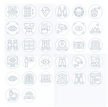View Scalable Set featuring 32 Grid Fitted Thin Line 256x256 Icons vector