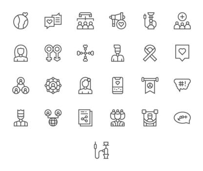 25 alto resolución regular línea píxel Perfecto íconos para social proyectos vector