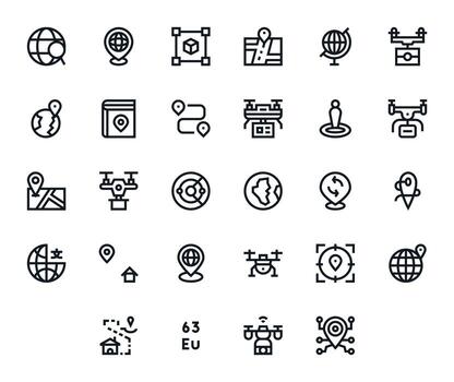 Mapping Scalable Set featuring 28 Grid Fitted Bold Line 256x256 Icons vector