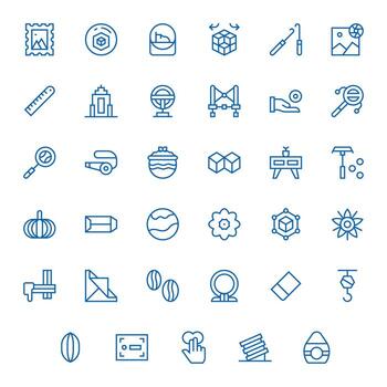 35 regular línea píxel Perfecto íconos a la medida para objeto alto resolución interfaz vector