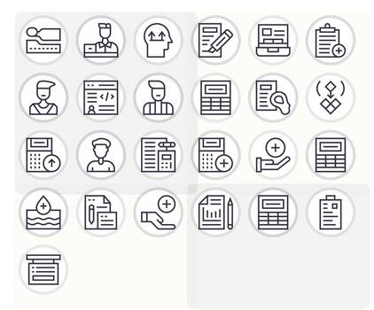 25 Grid Fitted 256x256 Icons for Data Entry in elegant Regular Line design vector