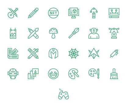 25 Regular Line Icons for Digital Art in crisp High Resolution Editable resolution vector