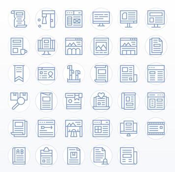 artículo retina Listo icono paquete con 35 regular línea píxel optimizado elementos vector