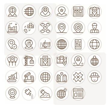 35 Regular Line Icons for Site in crisp 128x128 Display Perfect resolution vector