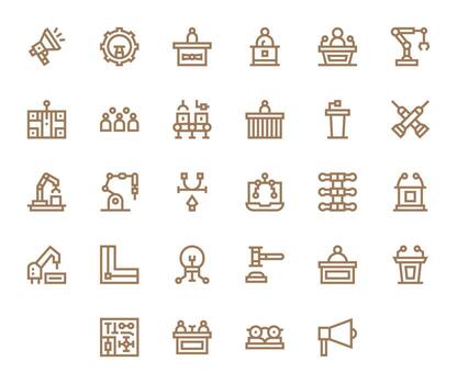 28 Bold Line Pixel Aligned Icons for Assembly Graphics vector