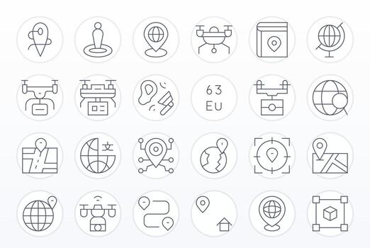 Mapping Professional Set with 24 Thin Line Display Perfect 256x256 Icons vector