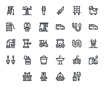28 Bold Line Grid Fitted Icons for Utility Graphics vector
