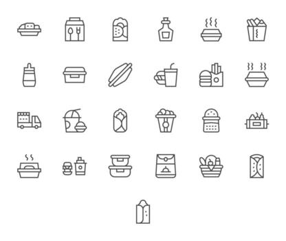 25 256x256 Regular Line Display Perfect Icons for Lunchbox Projects vector