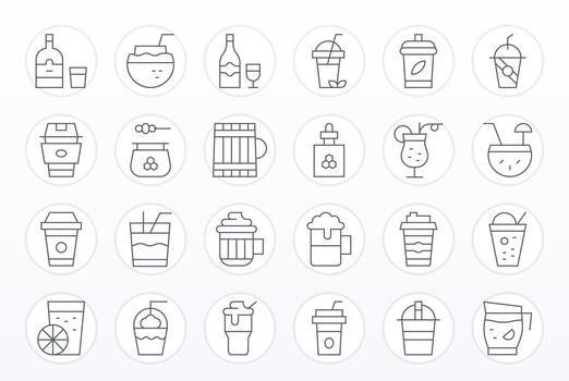 Thin Line Editable Icons from Beverage Set with 24 256x256 Icons vector