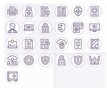 25 Regular Line Pixel Optimized Retina Ready Icons from Information Security Suite vector