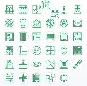 marco de referencia gráficos paquete incluso 35 regular línea 256x256 píxel alineado íconos vector