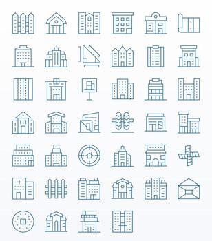 40 Thin Line Icons designed for Property in Retina Ready Grid Fitted format vector