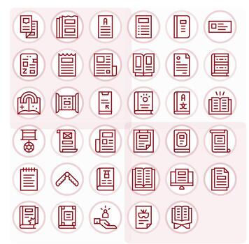 Manual Icon Toolkit featuring 35 Pixel Aligned 64x64 Regular Line elements vector