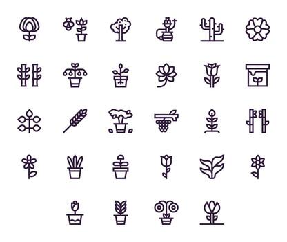 Stem Icon Library with 28 Bold Line High Resolution PIXEL Perfect Designs vector