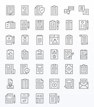 40 Thin Line Icons from Form in 64x64 Editable Quality vector