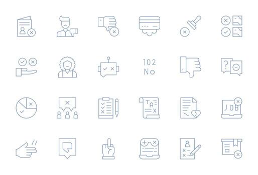 24 Pixel Aligned 128x128 Icons for Rejection in elegant Thin Line design vector