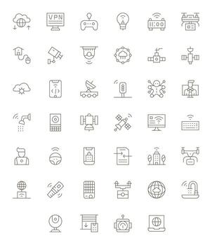 40 Icons for Remote optimized in Display Perfect 128x128 Thin Line resolution vector