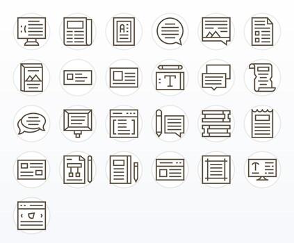 Paragraph Complete Package with 25 High Resolution Regular Line Pixel Optimized Icons vector