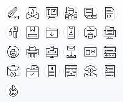 Digital File Icon Toolkit featuring 25 PIXEL Perfect 256x256 Regular Line elements vector