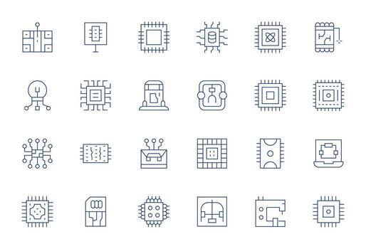 24 Delgado línea íconos desde pastilla en retina Listo píxel alineado calidad vector