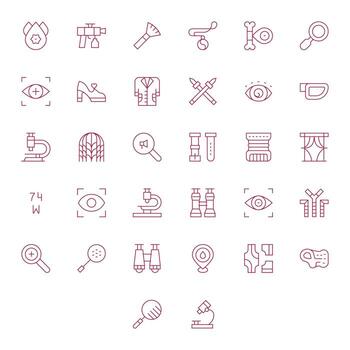 32 Icons for Detail featuring High Resolution Grid Fitted Thin Line Graphics vector