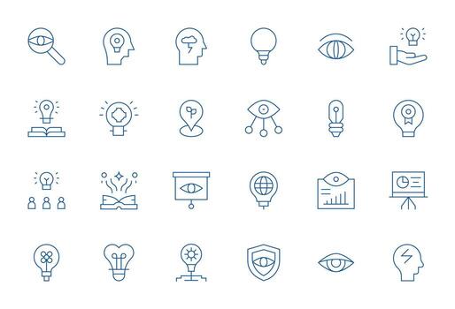 24 Delgado línea monitor Perfecto íconos hecho a mano para visión alto resolución aplicaciones vector