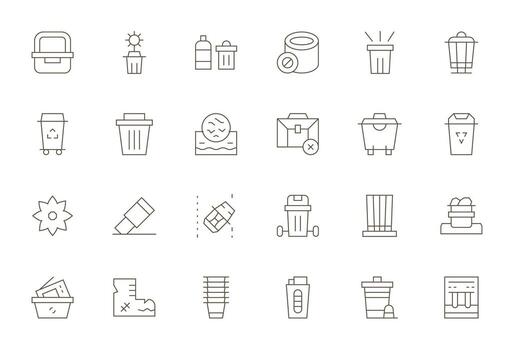 compartimiento icono colección con 24 alto resolución Delgado línea diseños vector