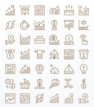 Increase 128x128 Icon Pack with 42 Regular Line PIXEL Perfect Elements vector